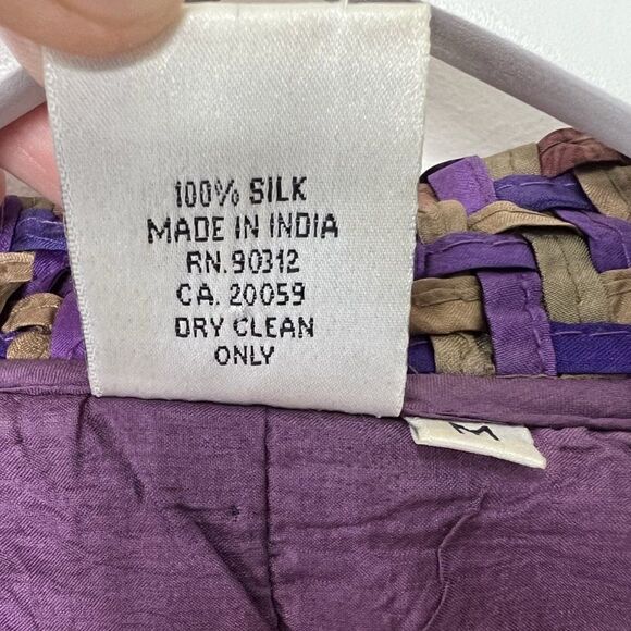 Parsley and Sage Purple 100% Silk Woven Open Front Blazer - Picture 7 of 7